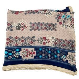 Pakistani Dupatta Indian Sequin‎ Floral Embroidered Art Deco Cottagecore Boho
